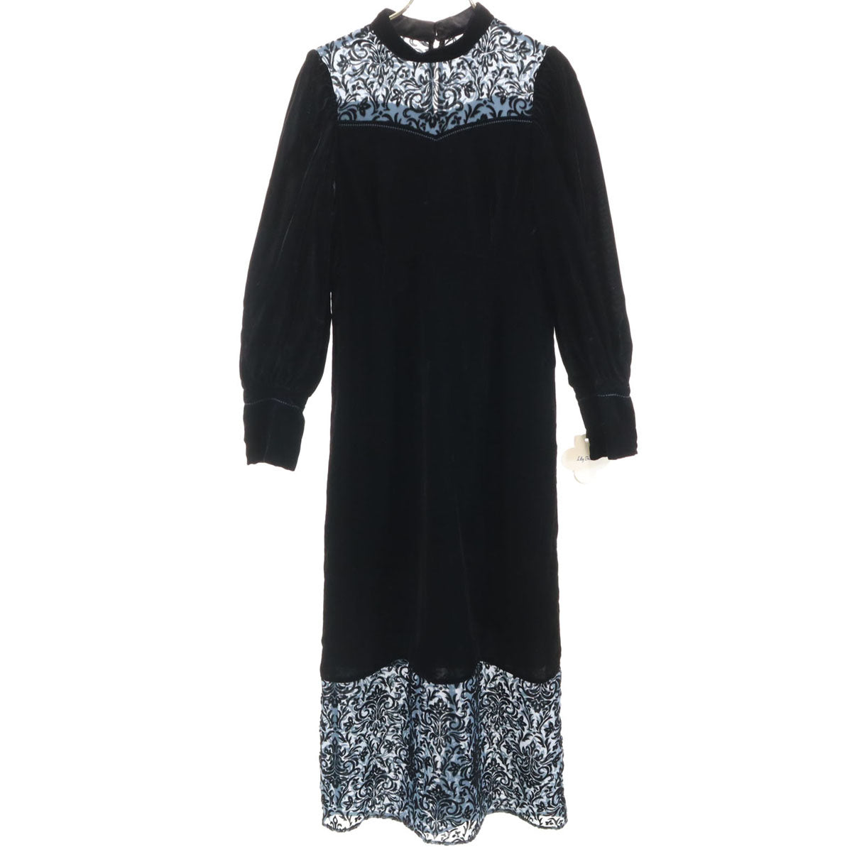 未使用 Lily Brown リリーブラウン 長袖 ベロア ロングワンピース F ブラック レディース