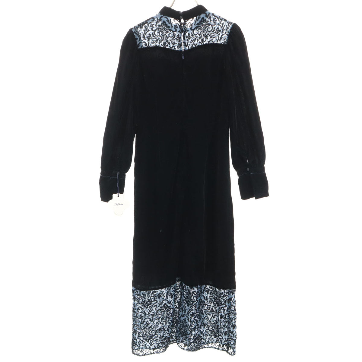 未使用 Lily Brown リリーブラウン 長袖 ベロア ロングワンピース F ブラック レディース