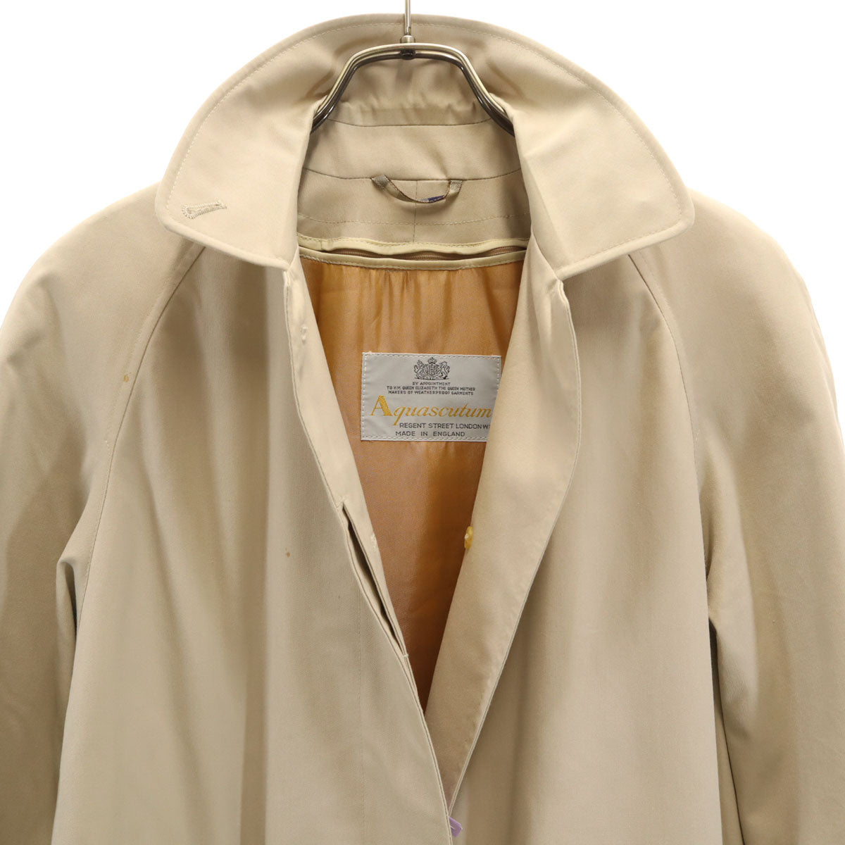 Aquascutum アクアスキュータム 70s 80s イングランド製 ヴィンテージ ステンカラーコート 1 ベージュ ライナー付き レディース