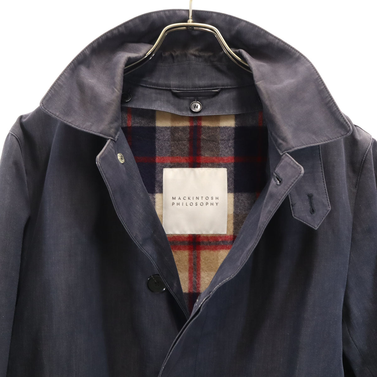 MACKINTOSH PHILOSOPHY マッキントッシュフィロソフィー 日本製 ステンカラーコート 40 ネイビー系 ベストライナー付き メンズ