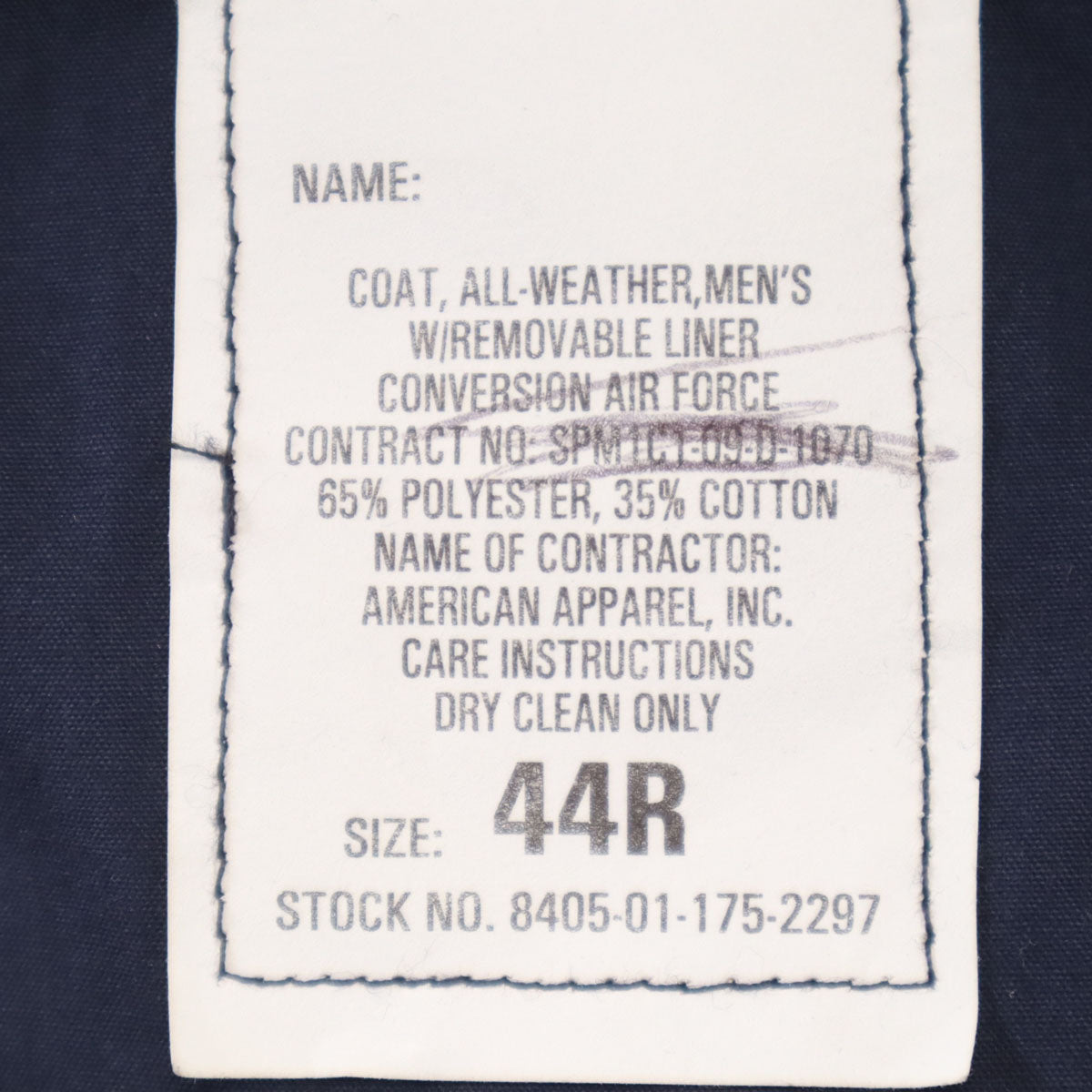 US NAVY アメリカ海軍 00s オールウェザーコート トレンチコート 44R ネイビー ライナー付き メンズ
