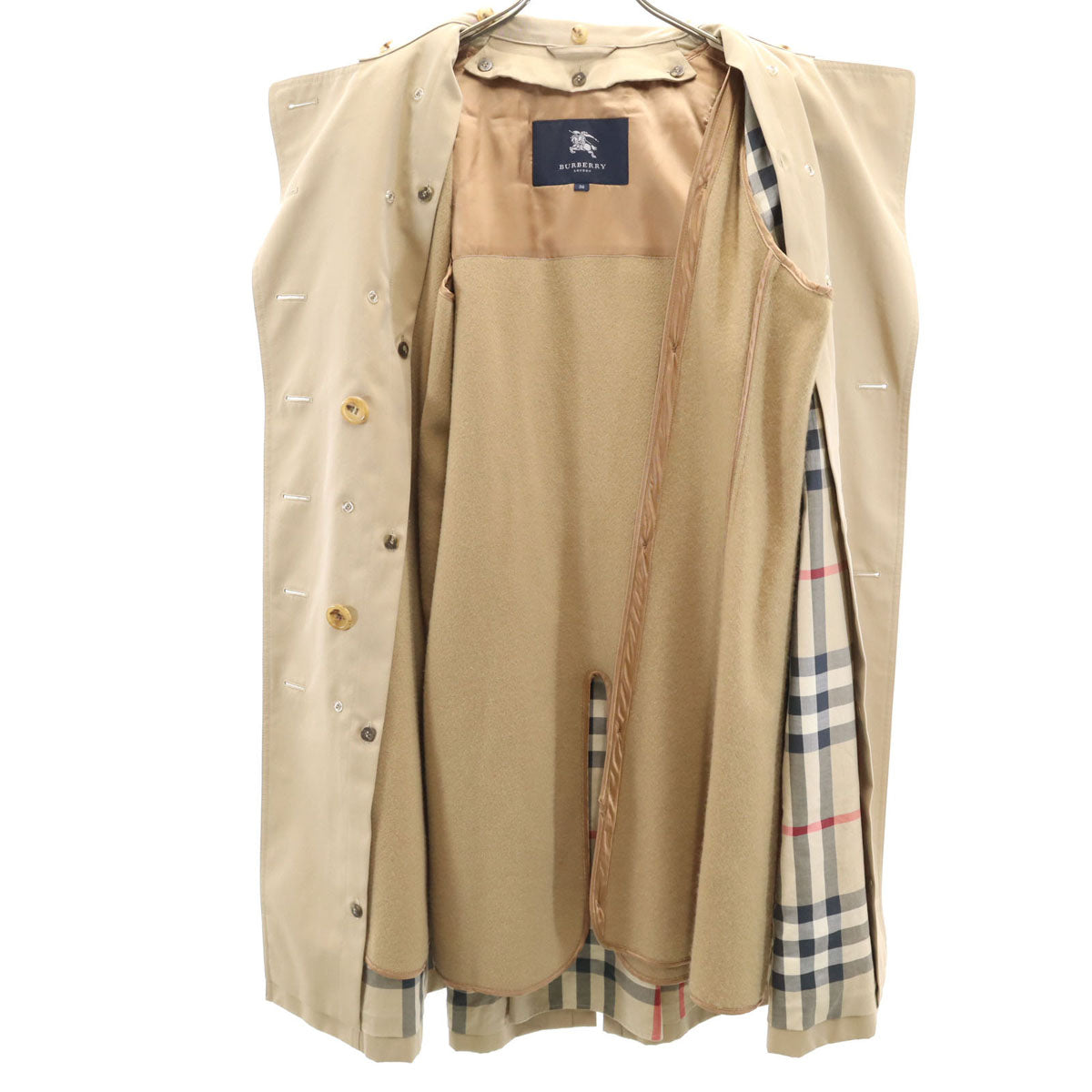 BURBERRY LONDON バーバリーロンドン 日本製 トレンチコート 38 ベージュ 三陽商会 ベストライナー付き レディース