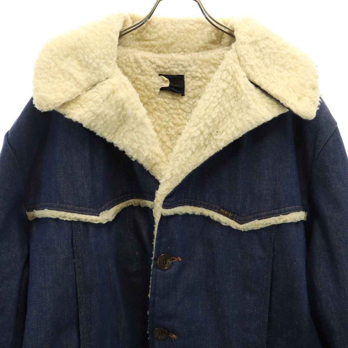 Sears ROEBUCKS シアーズ ローバックス 70s ヴィンテージ デニム ランチ コート XL ネイビー 裏地ボア メンズ