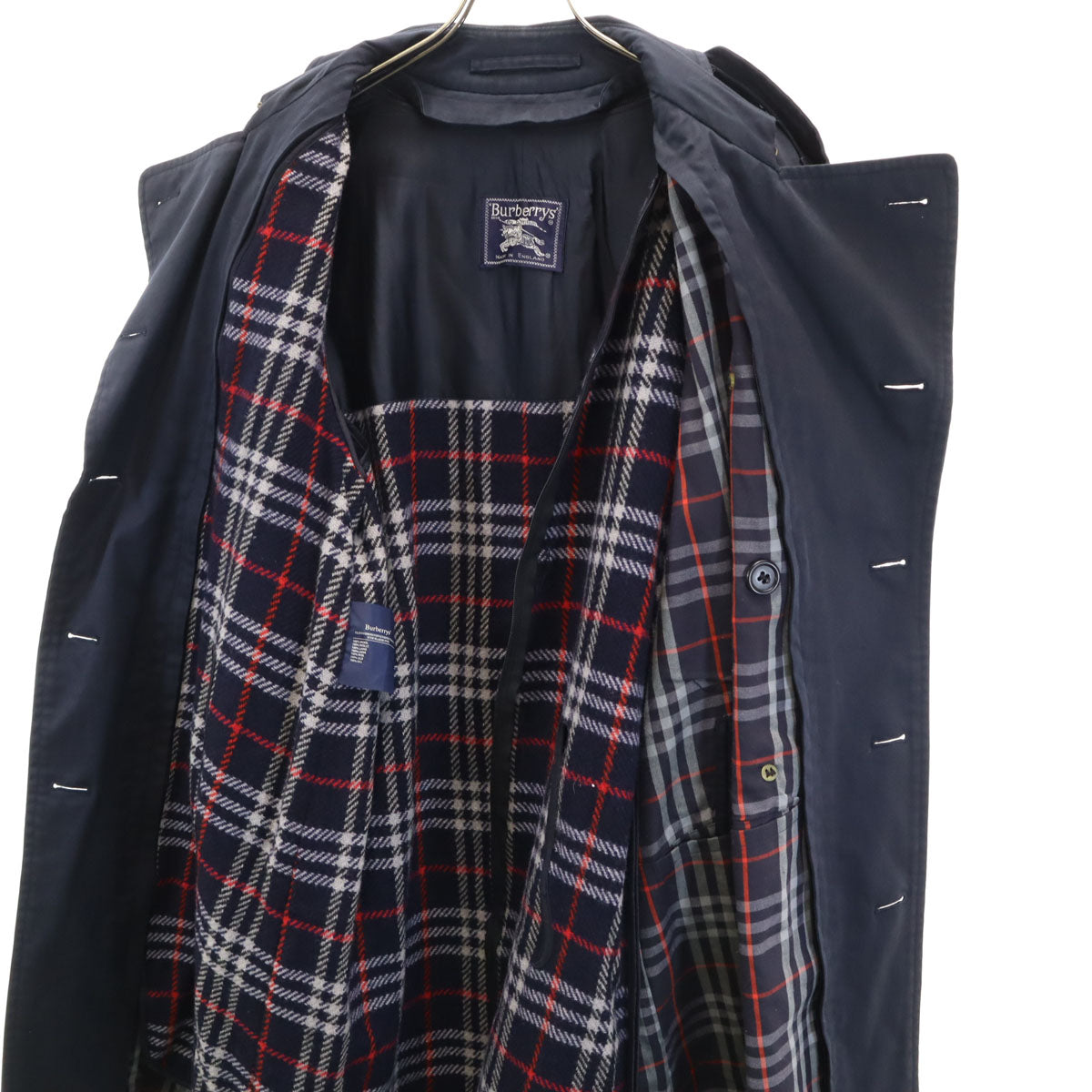 Burberrys バーバリーズ 80s イングランド製 オールド ヴィンテージ トレンチコート 46 ネイビー ベストライナー付き メンズ