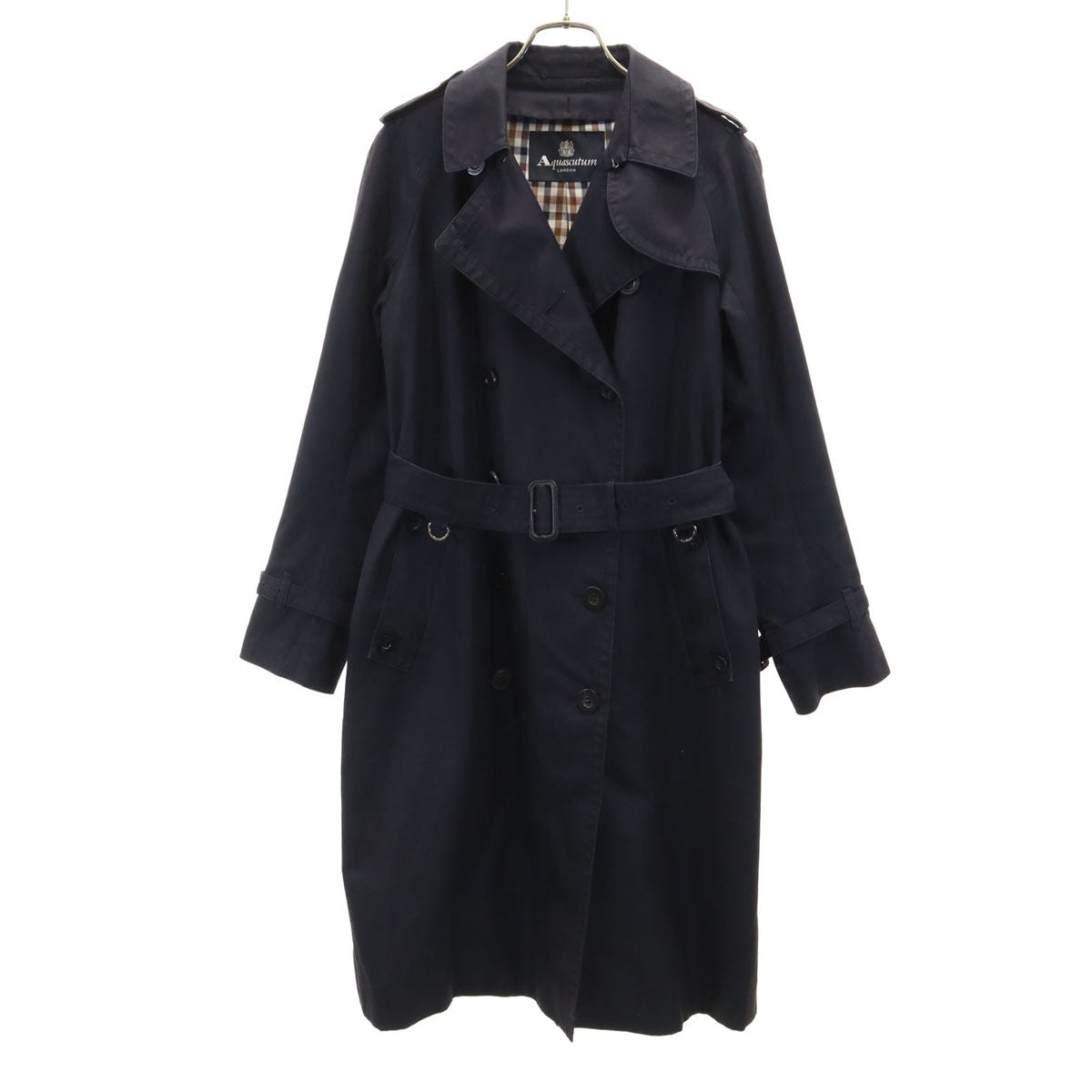 Aquascutum LONDON アクアスキュータム ロンドン 日本製 トレンチコート 8 濃紺 レディース
