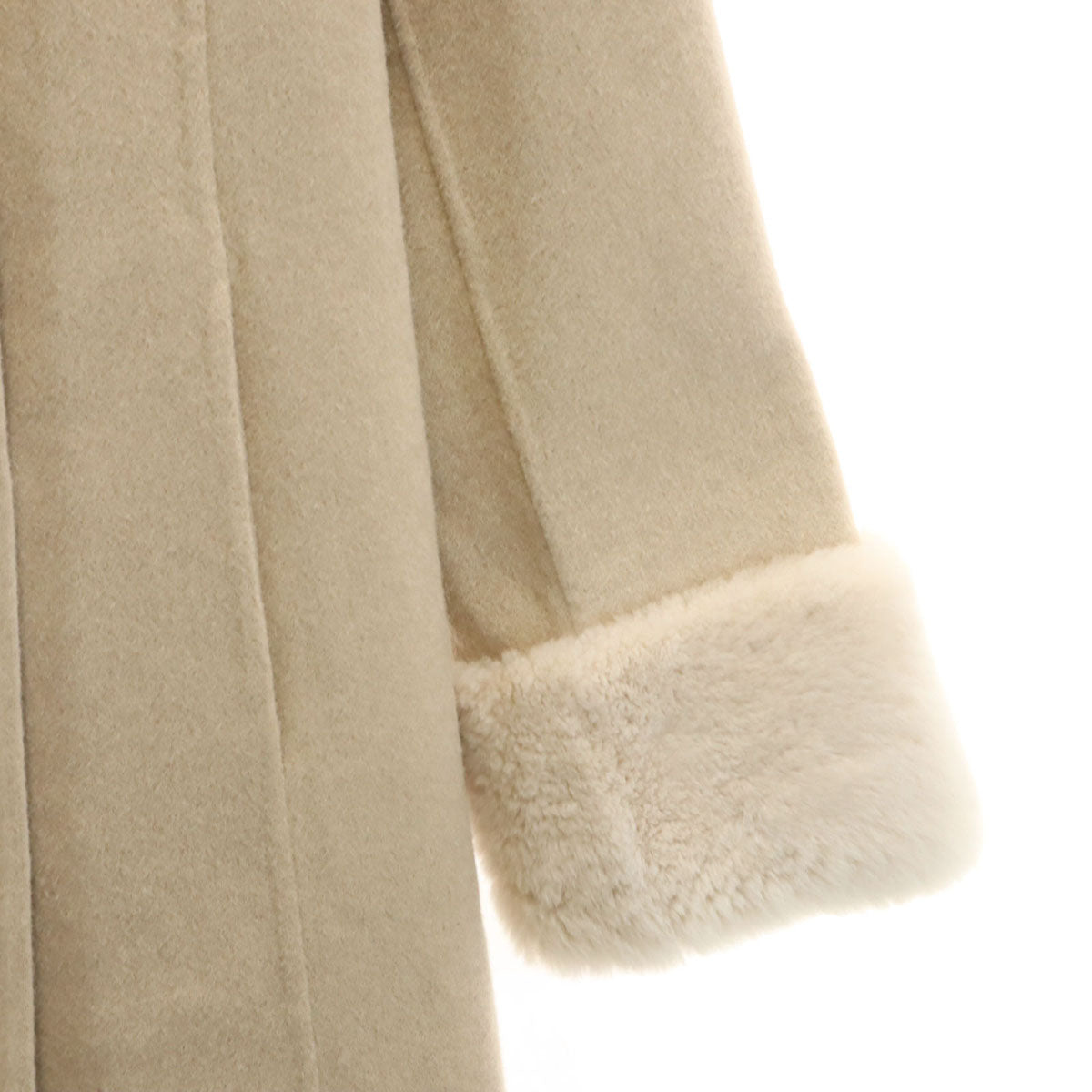 未使用 FOXEY BOUTIQUE フォクシー ブティック カシミヤウールブレンド 日本製 ヌートリア ファーコート F ベージュ レディース