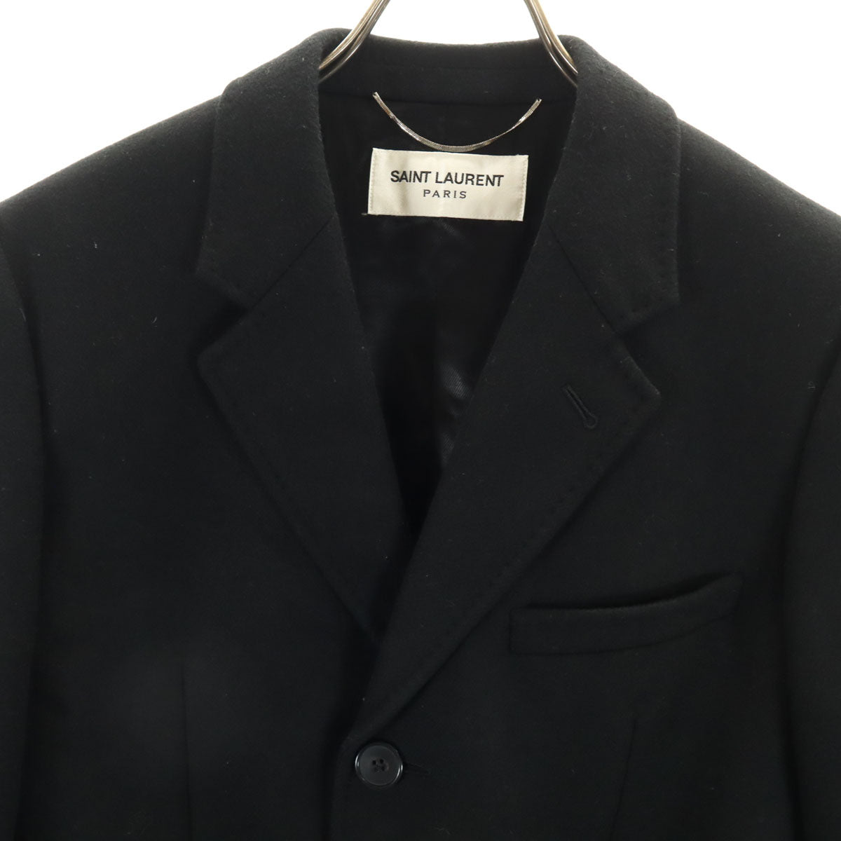 SAINT LAURENT サンローラン イタリア製 メルトン チェスターコート 48 ブラック メンズ