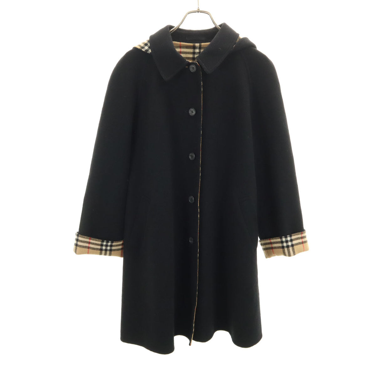 Burberrys バーバリーズ 90s カシミヤブレンド オールド ステンカラーコート 7AR ブラック レディース