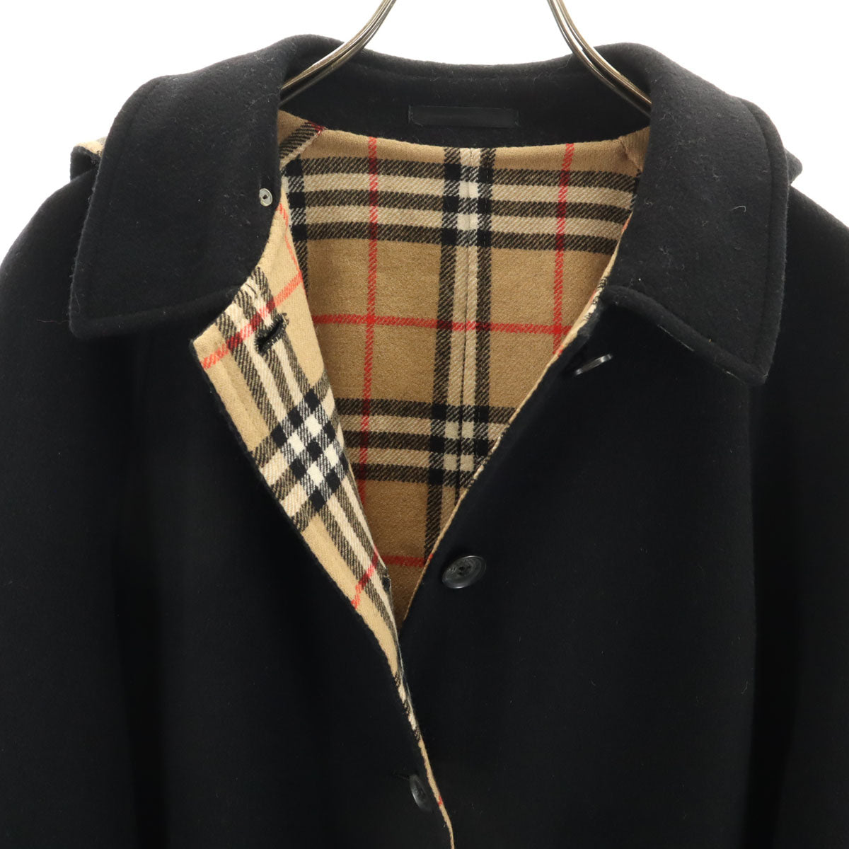 Burberrys バーバリーズ 90s カシミヤブレンド オールド ステンカラーコート 7AR ブラック レディース