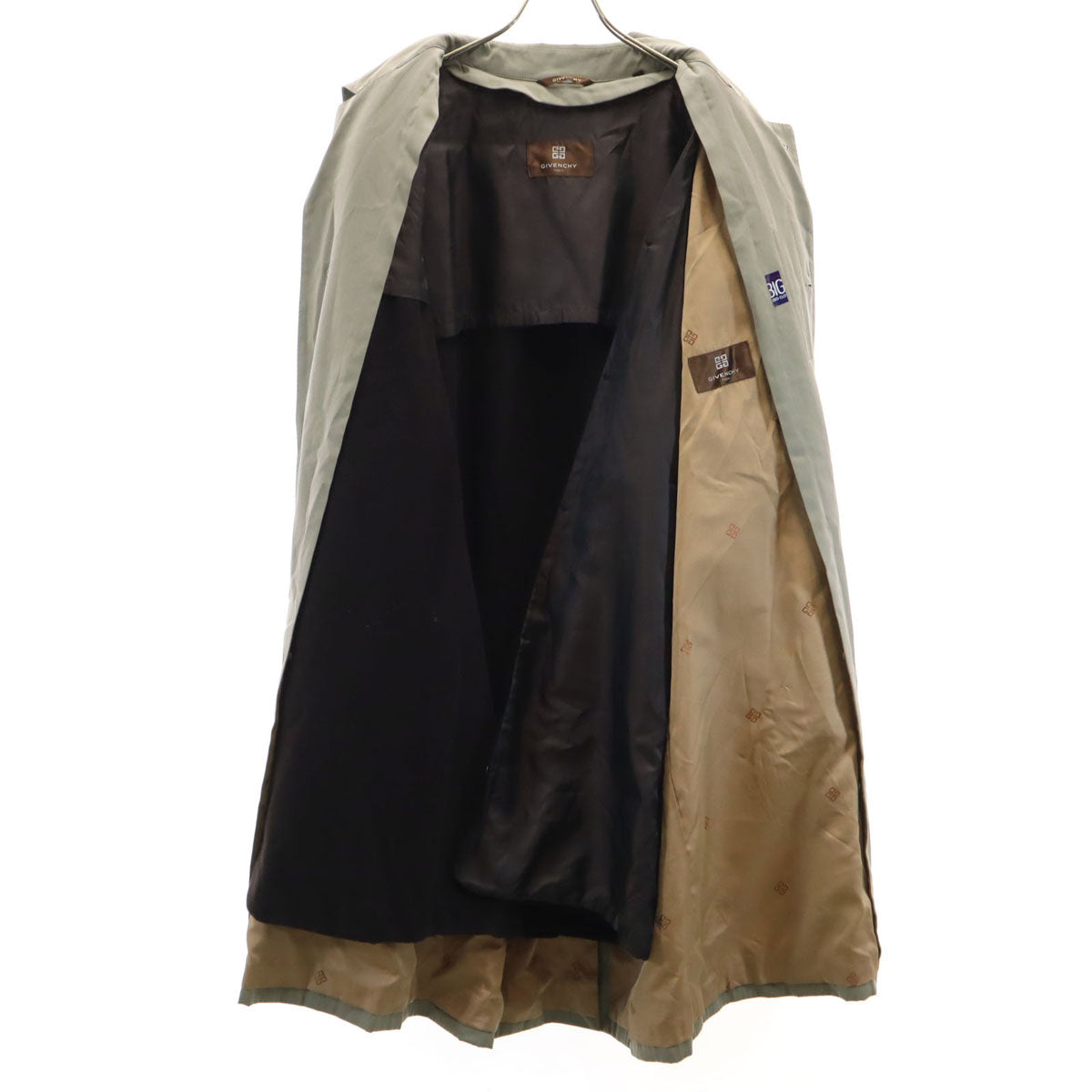 GIVENCHY ジバンシィ 90s オールド ステンカラーコート M グレージュ ベストライナー付き メンズ