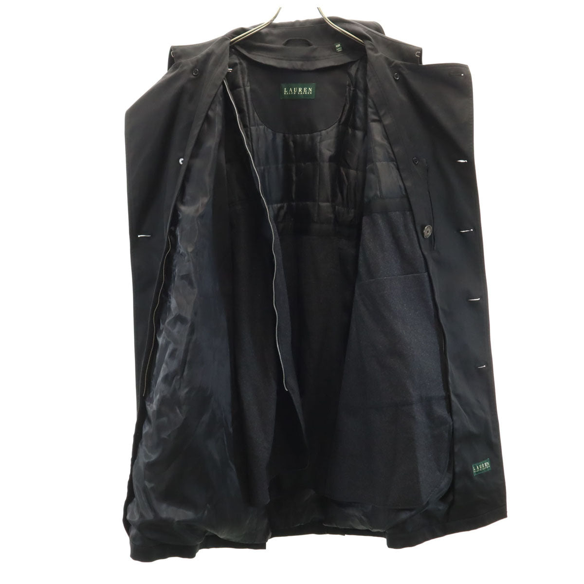 美品 LAUREN RALPH LAUREN ローレンラルフローレン トレンチコート 40R ブラック ライナー付き メンズ