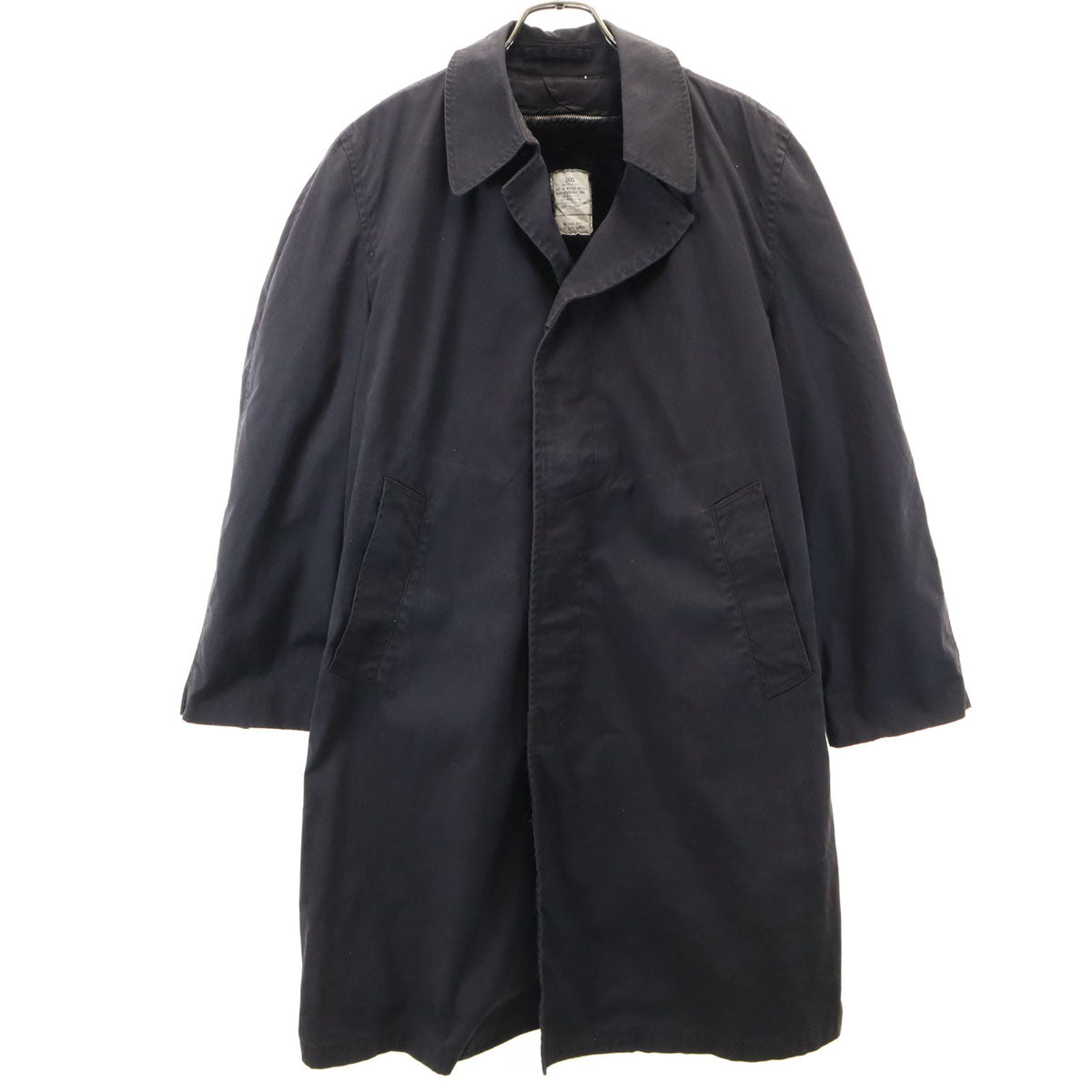 US NAVY アメリカ海軍 80s オールウェザーコート DLA ヴィンテージ ステンカラー ロングコート 36 ブラック系 ライナー メンズ