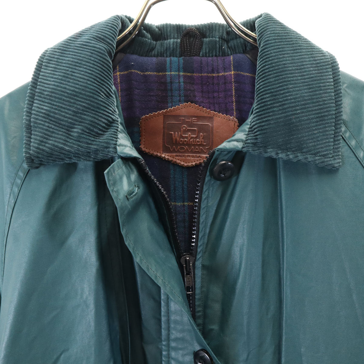 WOOLRICH ウールリッチ 80s USA製 ナイロン ヴィンテージ ロングコート S グリーン系 レディース