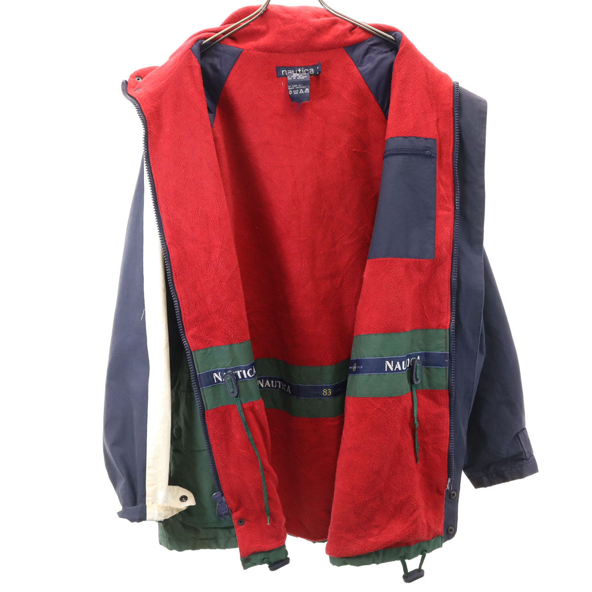 NAUTICA ノーティカ 90s オールド ジップ コート XL グリーン系 裏フリース メンズ