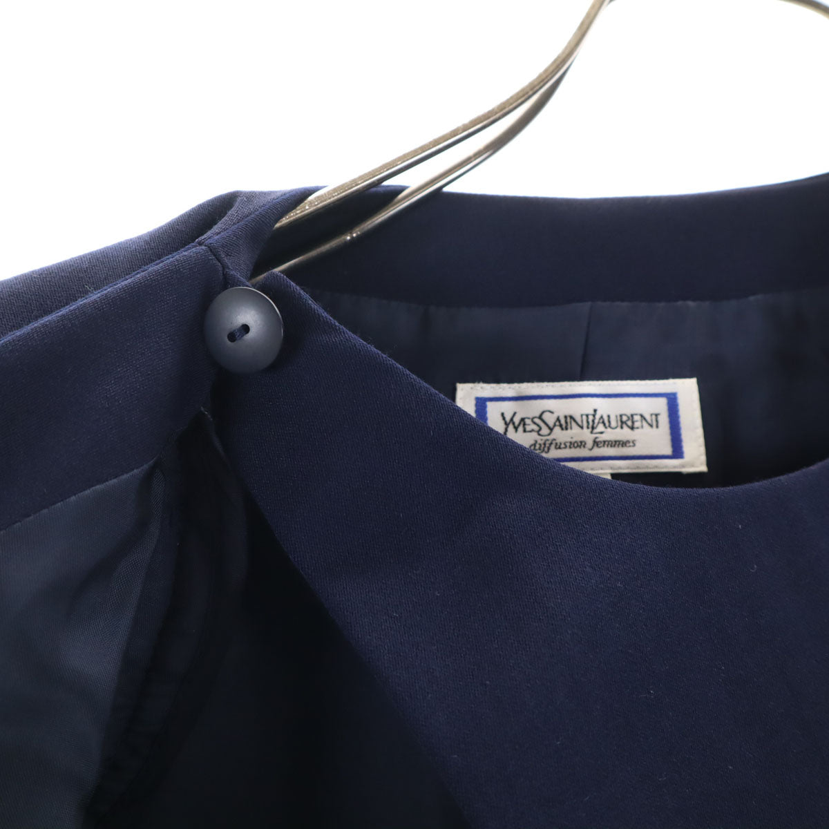 YVES SAINT LAURENT イヴサンローラン 90s ウール オールド コート S ネイビー レディース