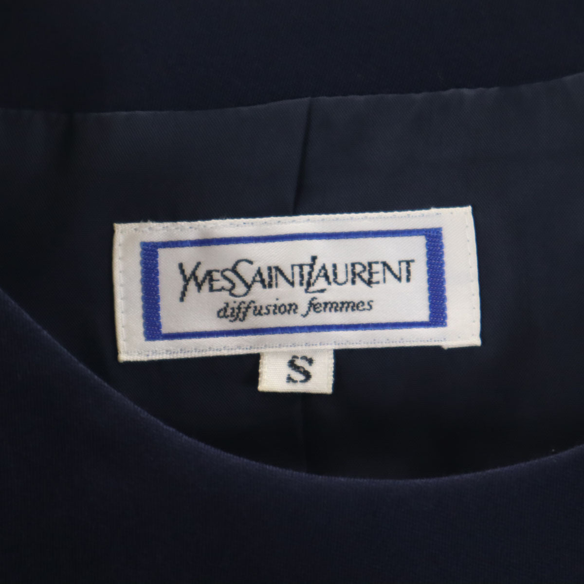 YVES SAINT LAURENT イヴサンローラン 90s ウール オールド コート S ネイビー レディース