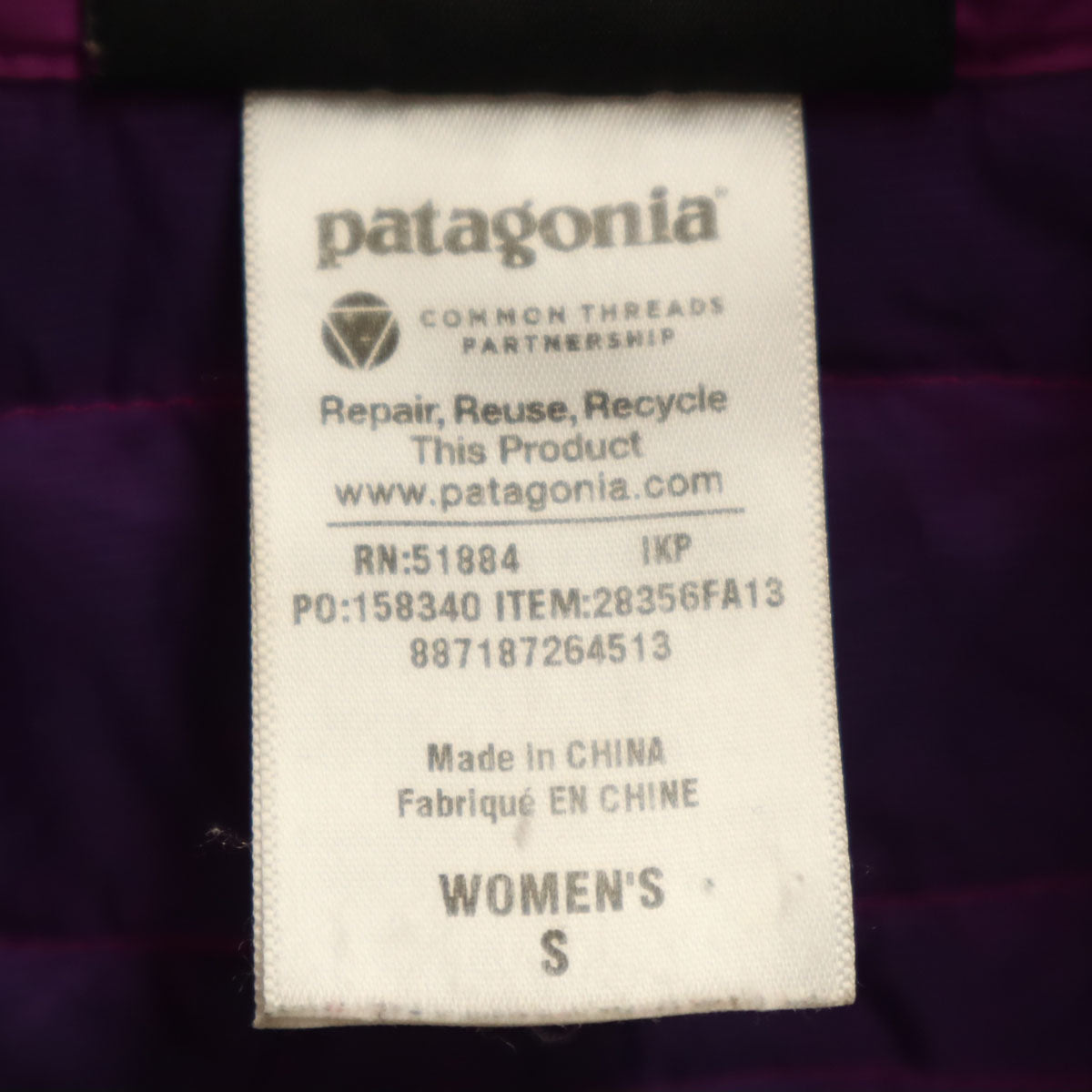 patagonia パタゴニア ロング ダウンジャケット S パープル アウトドア 28356FA13 レディース