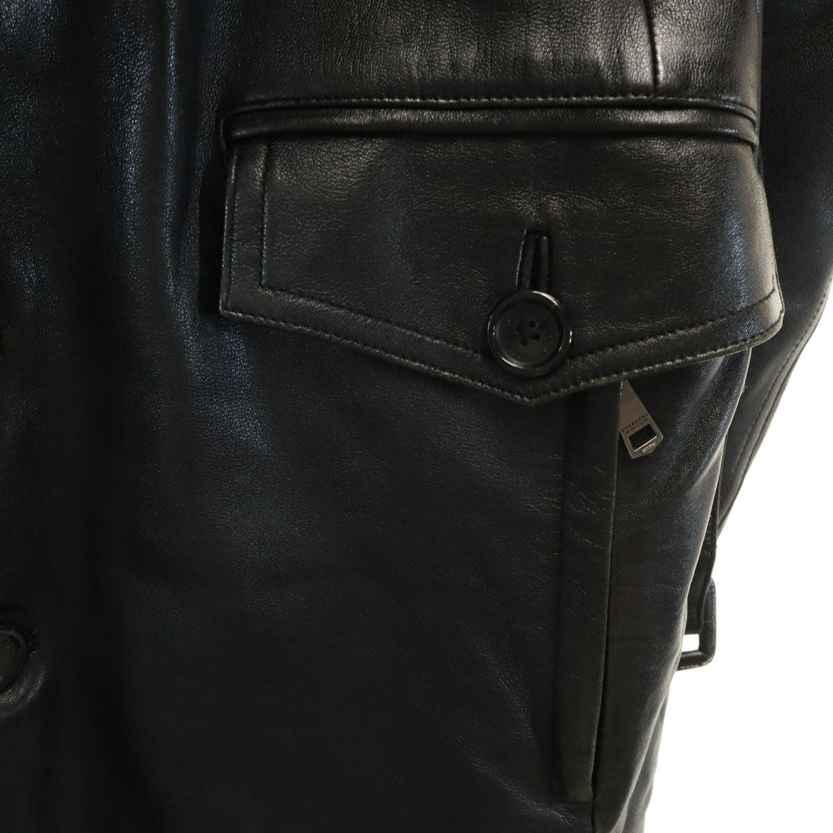 BURBERRY BLACK LABEL バーバリーブラックレーベル ファー付き レザーコート L ブラック 三陽商会 メンズ