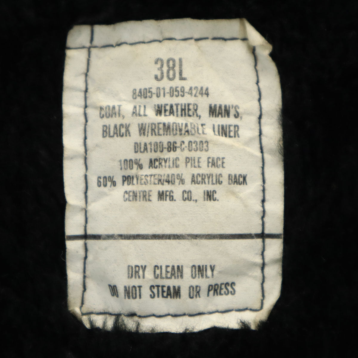 US NAVY アメリカ海軍 80s ヴィンテージ DLA オールウェザーコート ミリタリーコート 38 ブラック系 ライナー メンズ