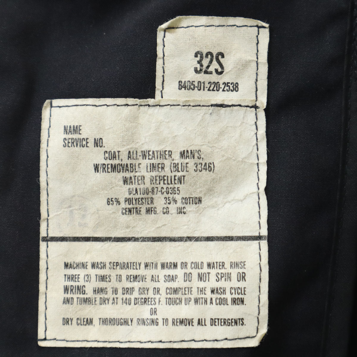 US NAVY アメリカ海軍 80s ヴィンテージ DLA オールウェザーコート ミリタリーコート 32 ブラック系 ライナー メンズ