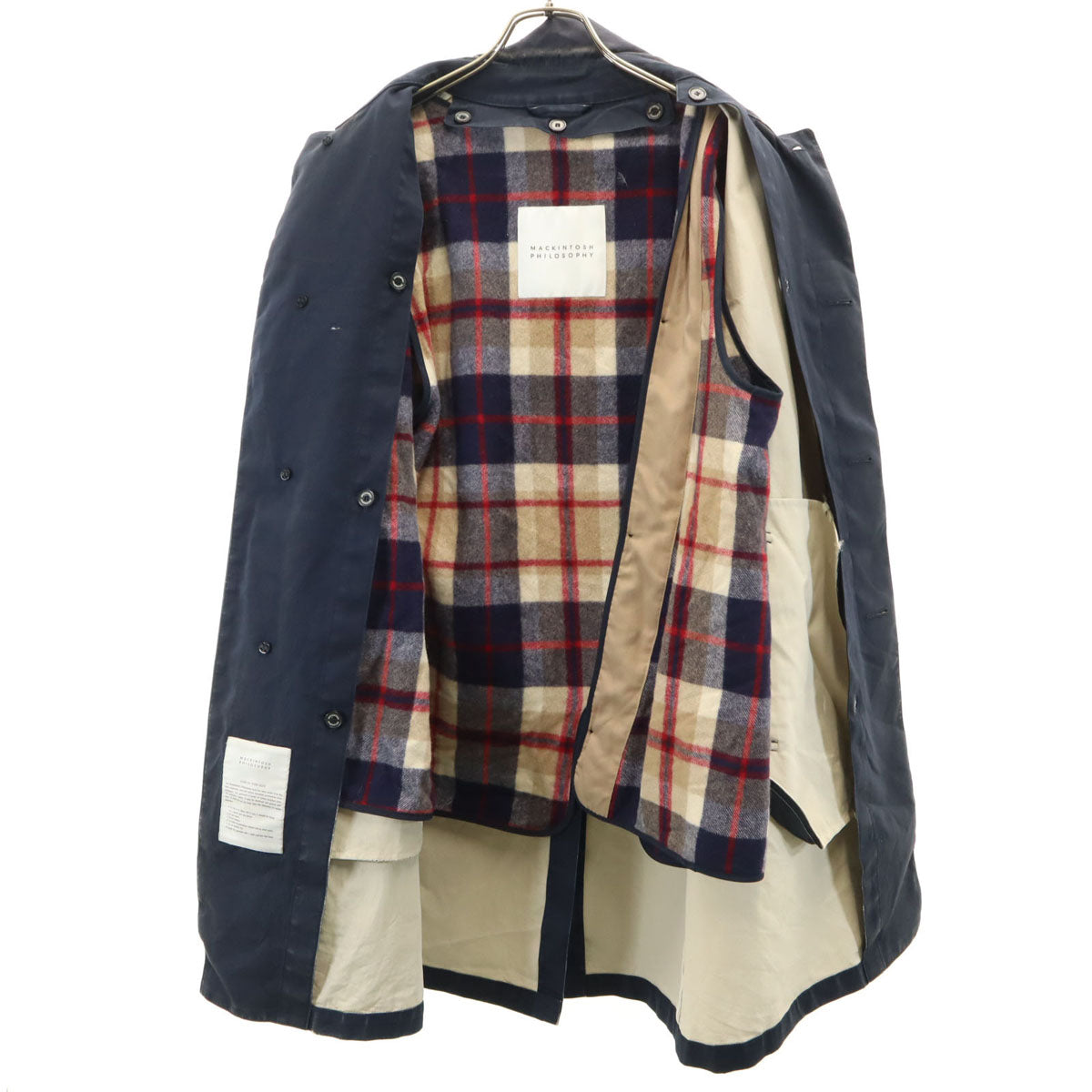 MACKINTOSH PHILOSOPHY マッキントッシュフィロソフィー 日本製 ステンカラーコート 36 ネイビー系 ライナー 三陽商会 メンズ