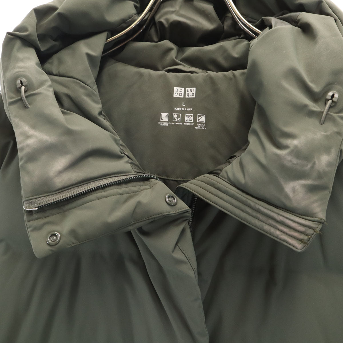 UNIQLO ユニクロ シームレス ダウンコート L カーキ レディース