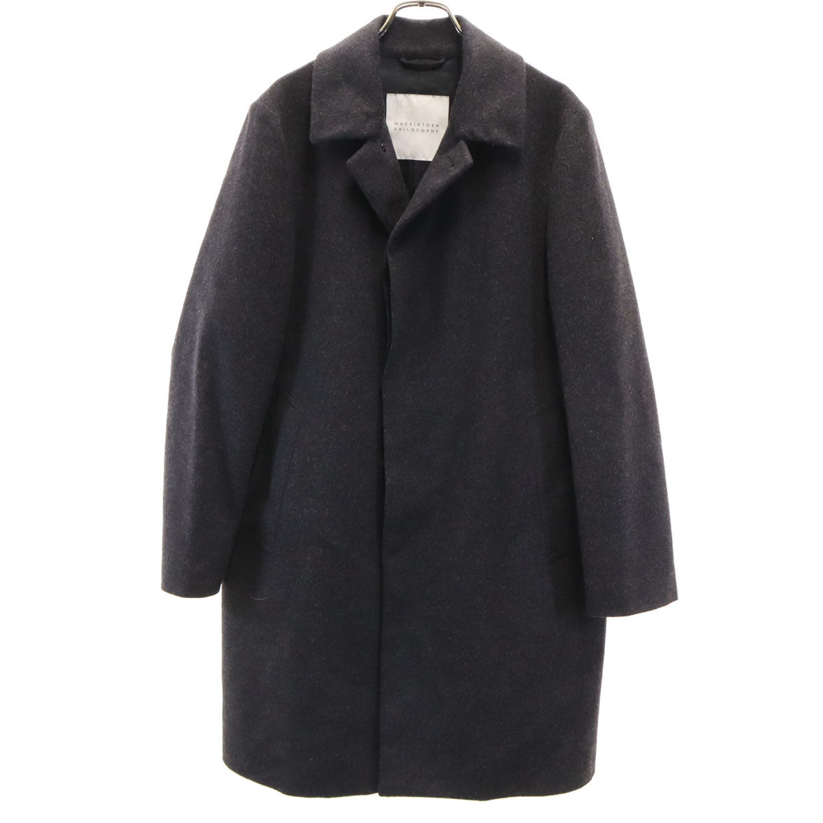 美品 MACKINTOSH PHILOSOPHY マッキントッシュフィロソフィー ステンカラーコート 38 チャコールグレー メンズ