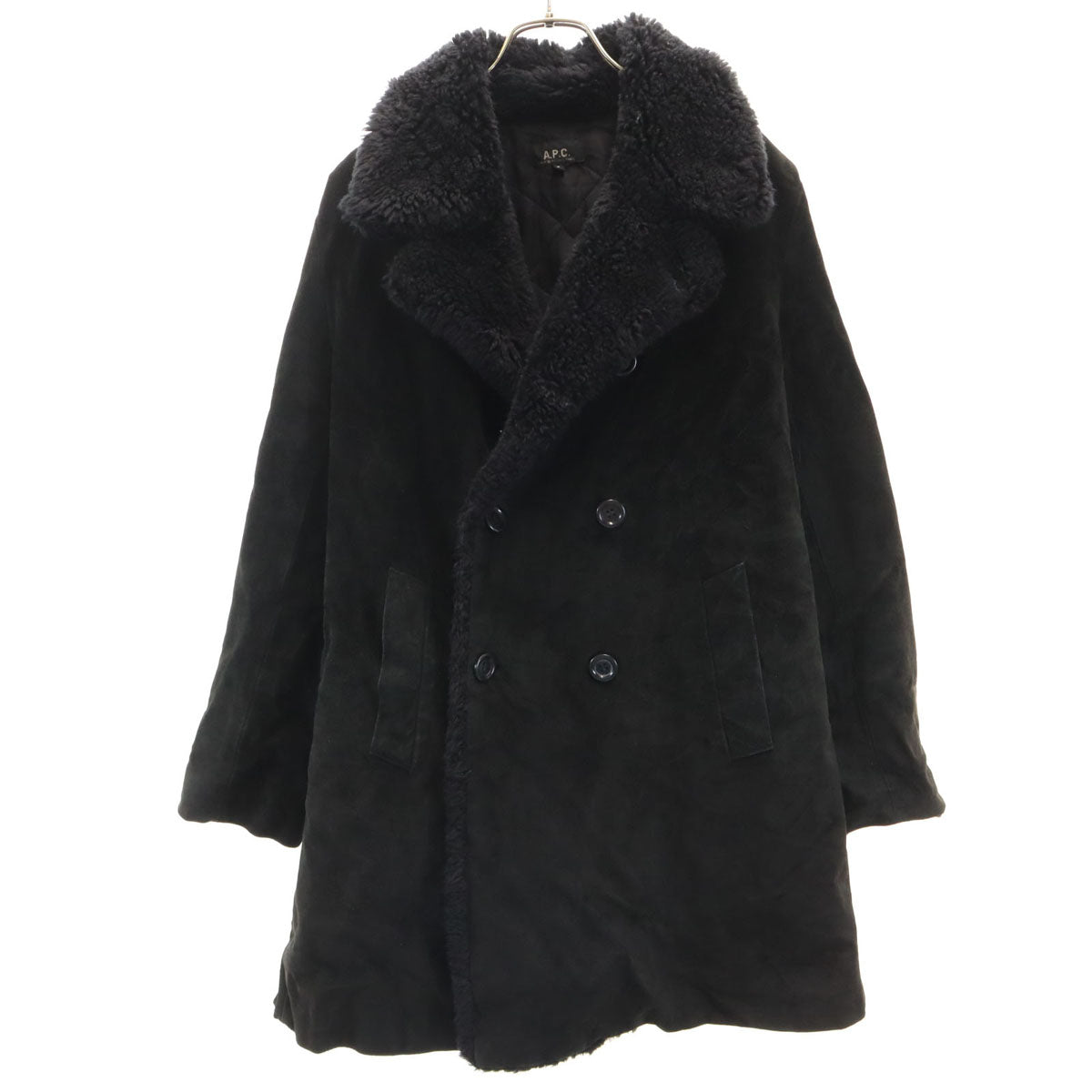 A.P.C. アーペーセー フランス製 牛革 スエード レザーコート S ブラック 裏キルティング メンズ