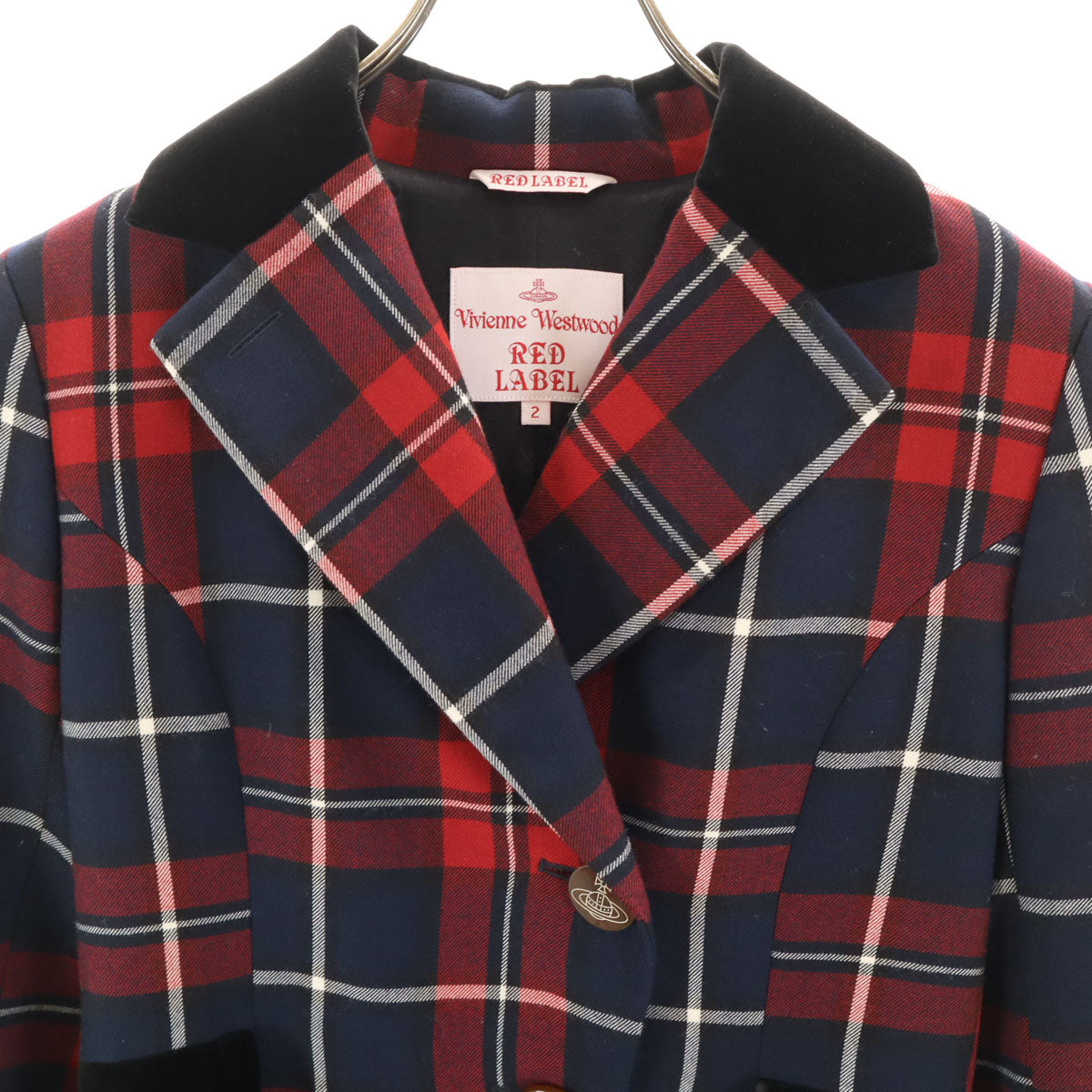 Vivienne Westwood RED LABEL ヴィヴィアンウエストウッドレッドレーベル 日本製 チェック コート 2 ネイビー レディース