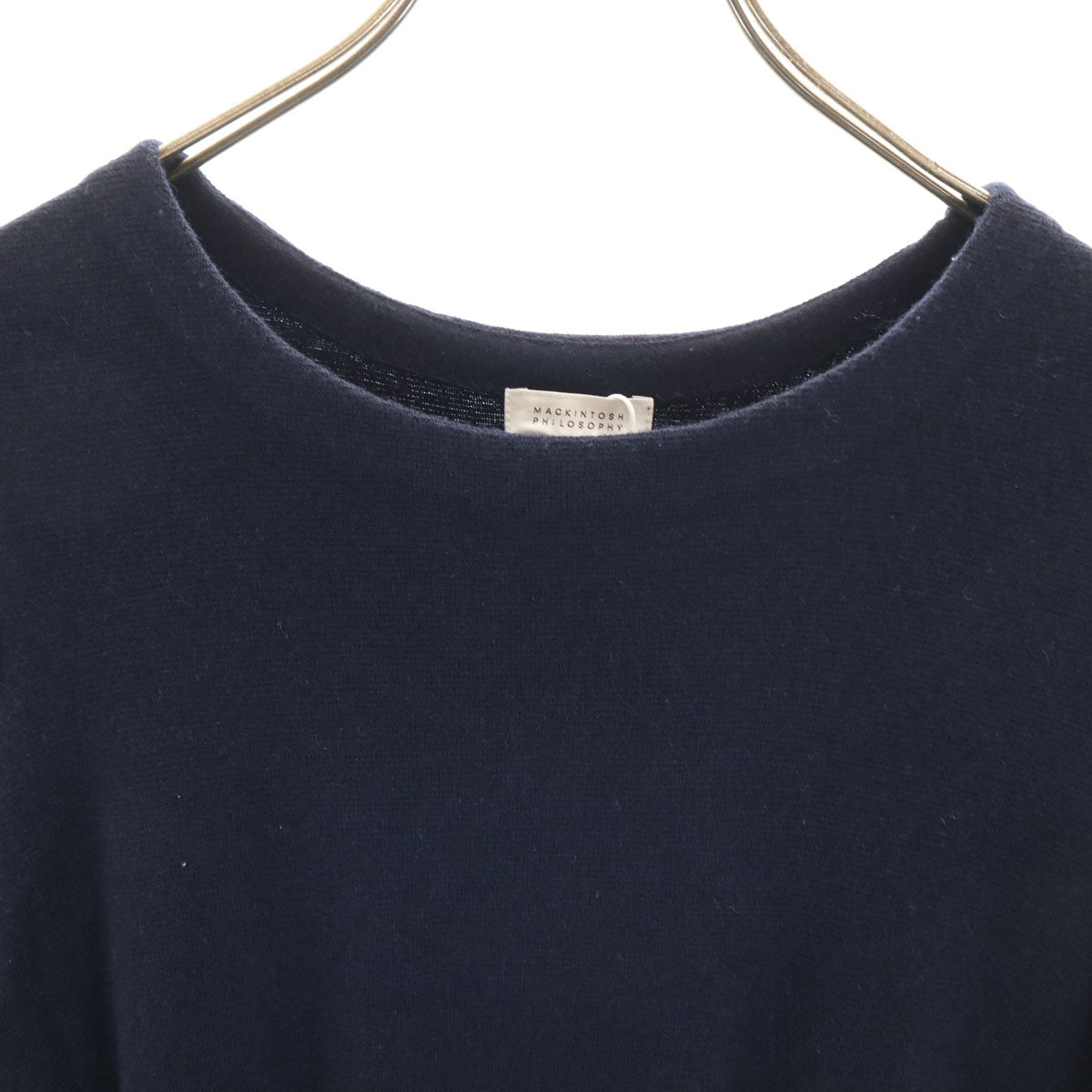 未使用 MACKINTOSH PHILOSOPHY マッキントッシュフィロソフィー 長袖 ニット切替 ワンピース 38 ネイビー レディース