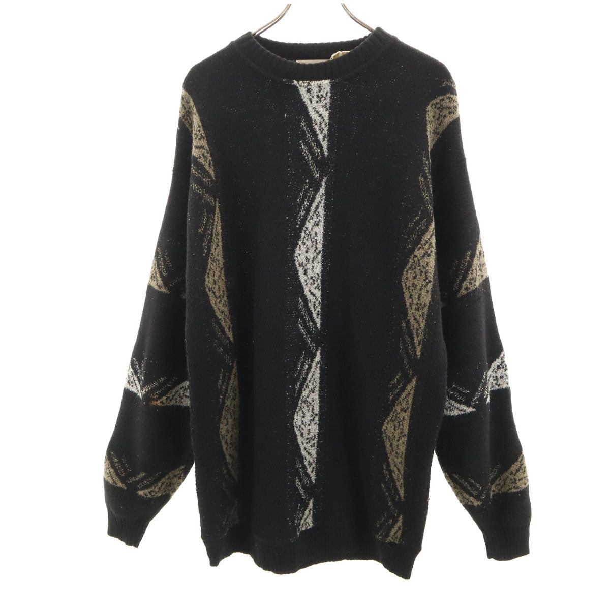 ALEXANDER LLOYD アレクサンダーロイド 90s イタリア製 オールド 総柄 長袖 セーター 2XLT ブラック ニット ビッグサイズ メンズ