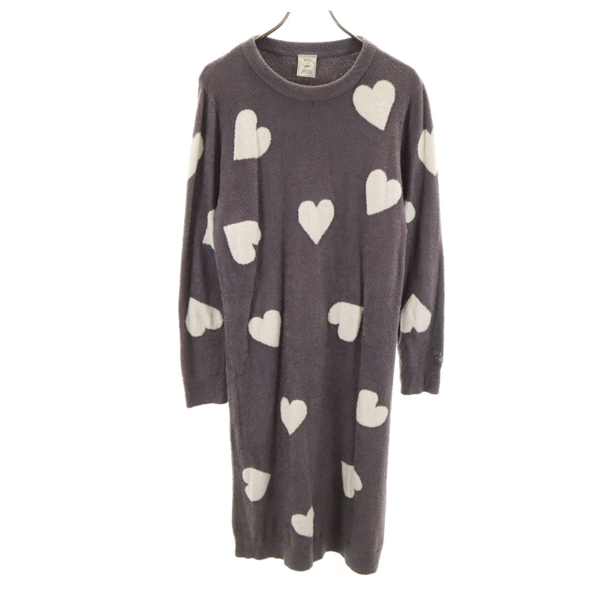 gelato pique ジェラートピケ ハート柄 長袖 ロングワンピース F グレー ルームウェア レディース