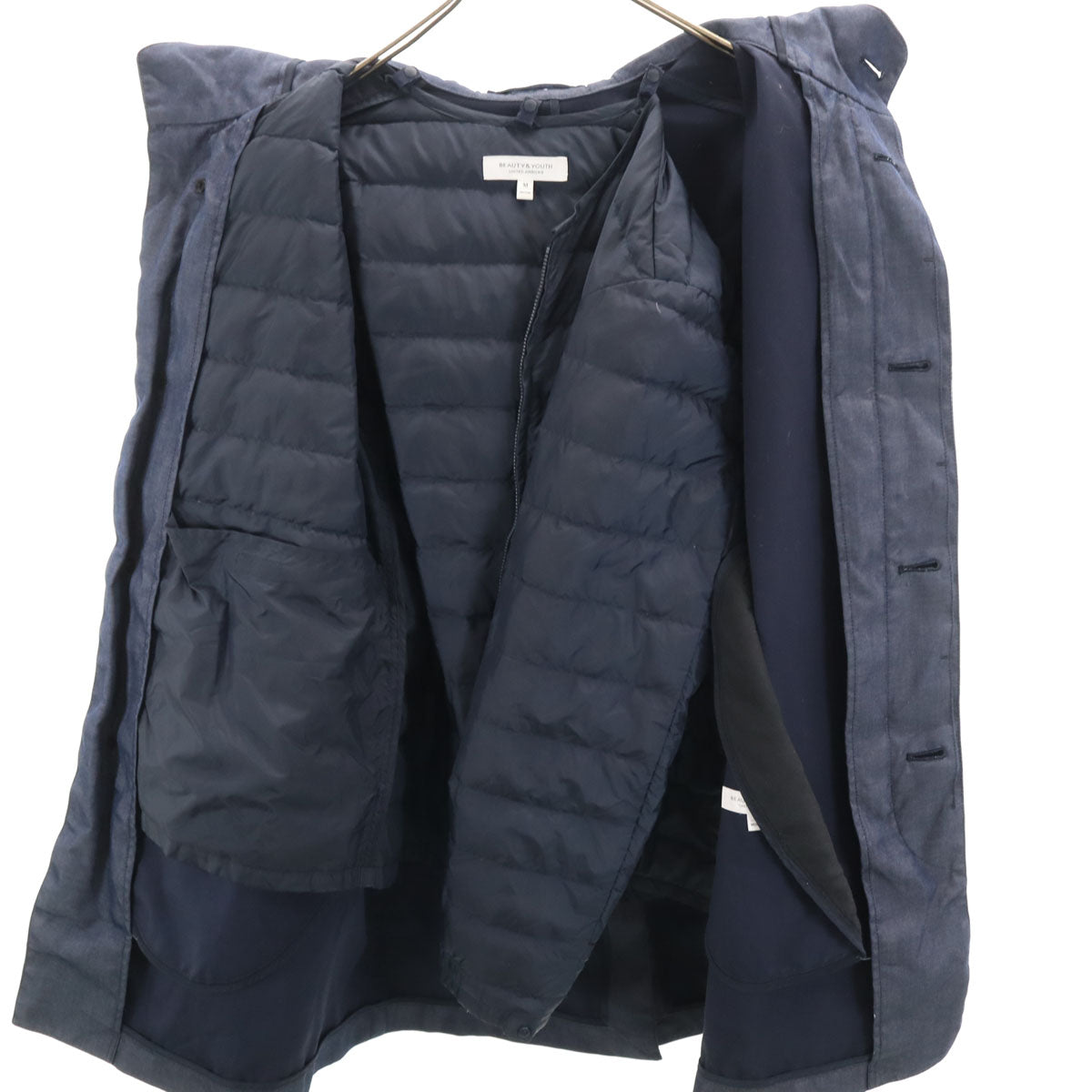 BEAUTY&YOUTH UNITED ARROWS ビューティーアンドユース ユナイテッドアローズ ツイル ボンディング 3WAY コート M ネイビー ダウンライナー付き メンズ