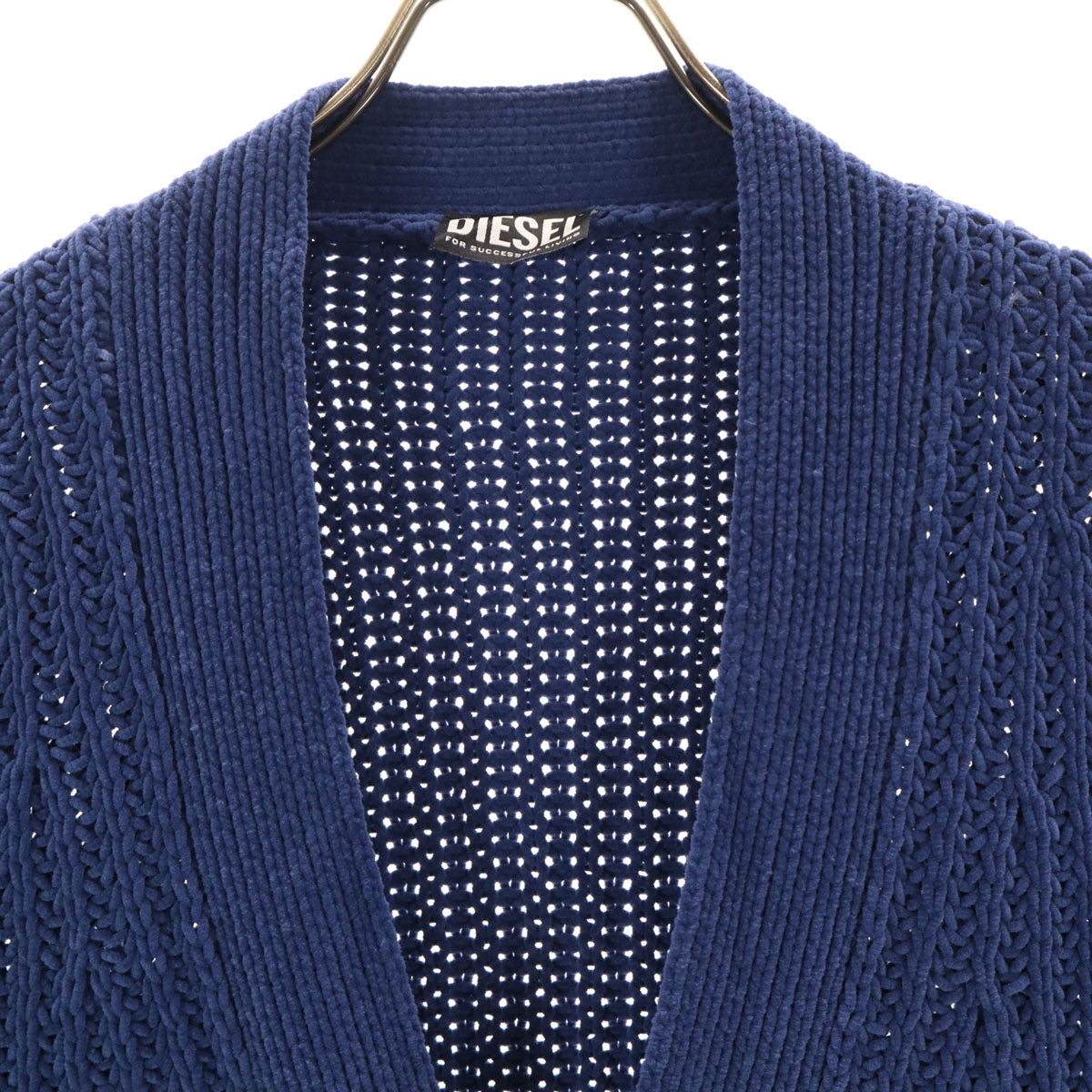 美品 DIESEL ディーゼル イタリア製 長袖 ニットカーディガン M ブルー メンズ