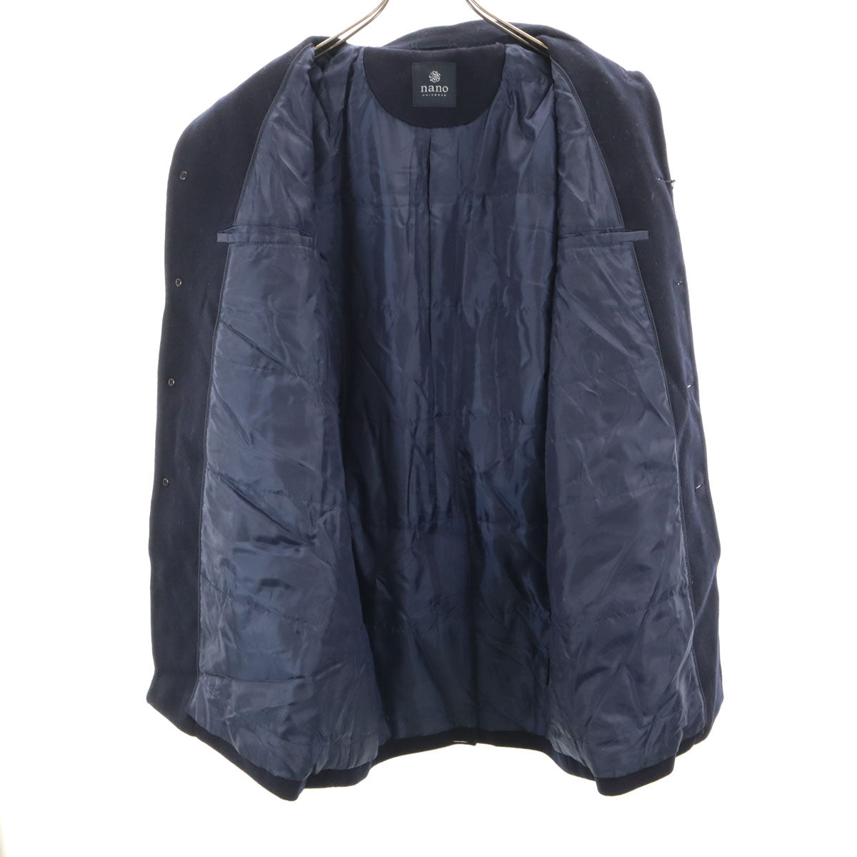 未使用 nano universe ナノユニバース メルトン ステンカラーコート S ネイビー メンズ
