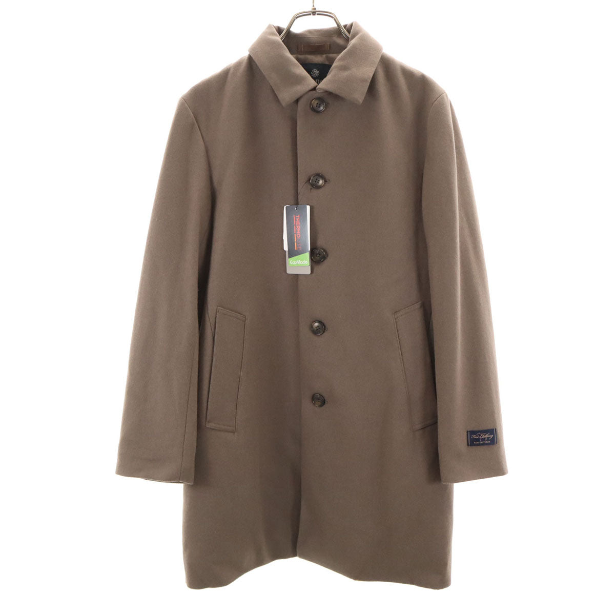 未使用 nano universe ナノユニバース メルトン ステンカラーコート S モカ メンズ