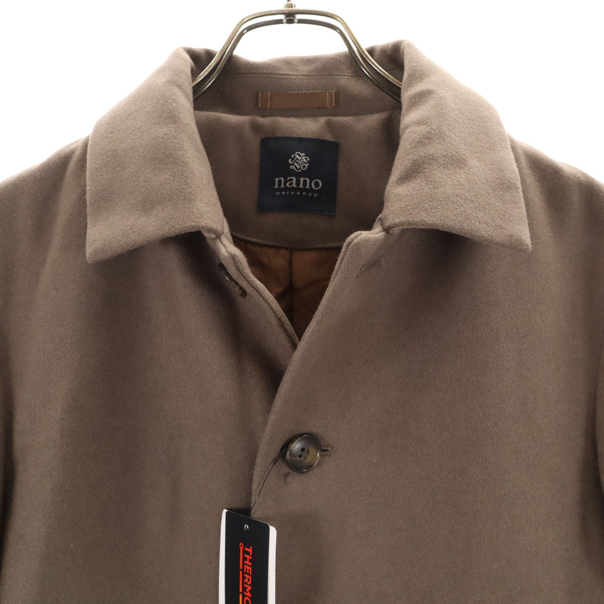 未使用 nano universe ナノユニバース メルトン ステンカラーコート S モカ メンズ