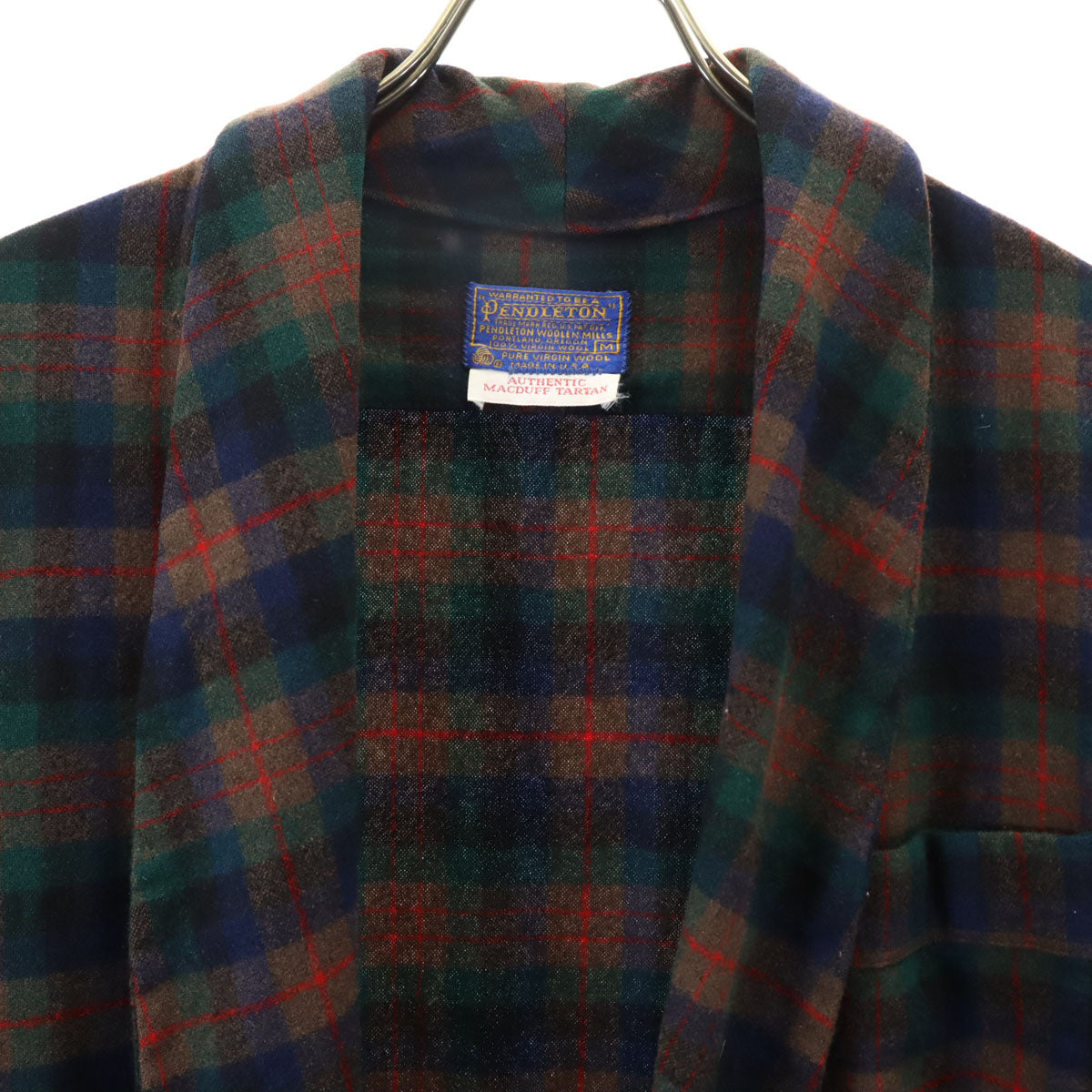 PENDLETON ペンドルトン 70s USA製 ヴィンテージ チェック 長袖 ガウン M ブラウン系 メンズ