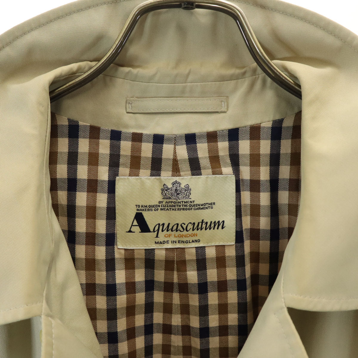 Aquascutum アクアスキュータム イングランド製 ステンカラーコート グレージュ メンズ
