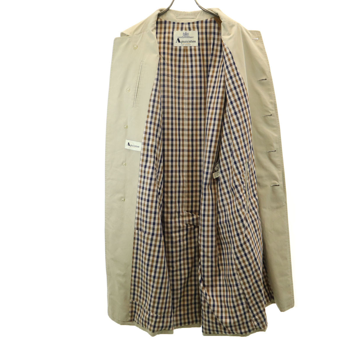 Aquascutum アクアスキュータム イングランド製 ステンカラーコート グレージュ メンズ