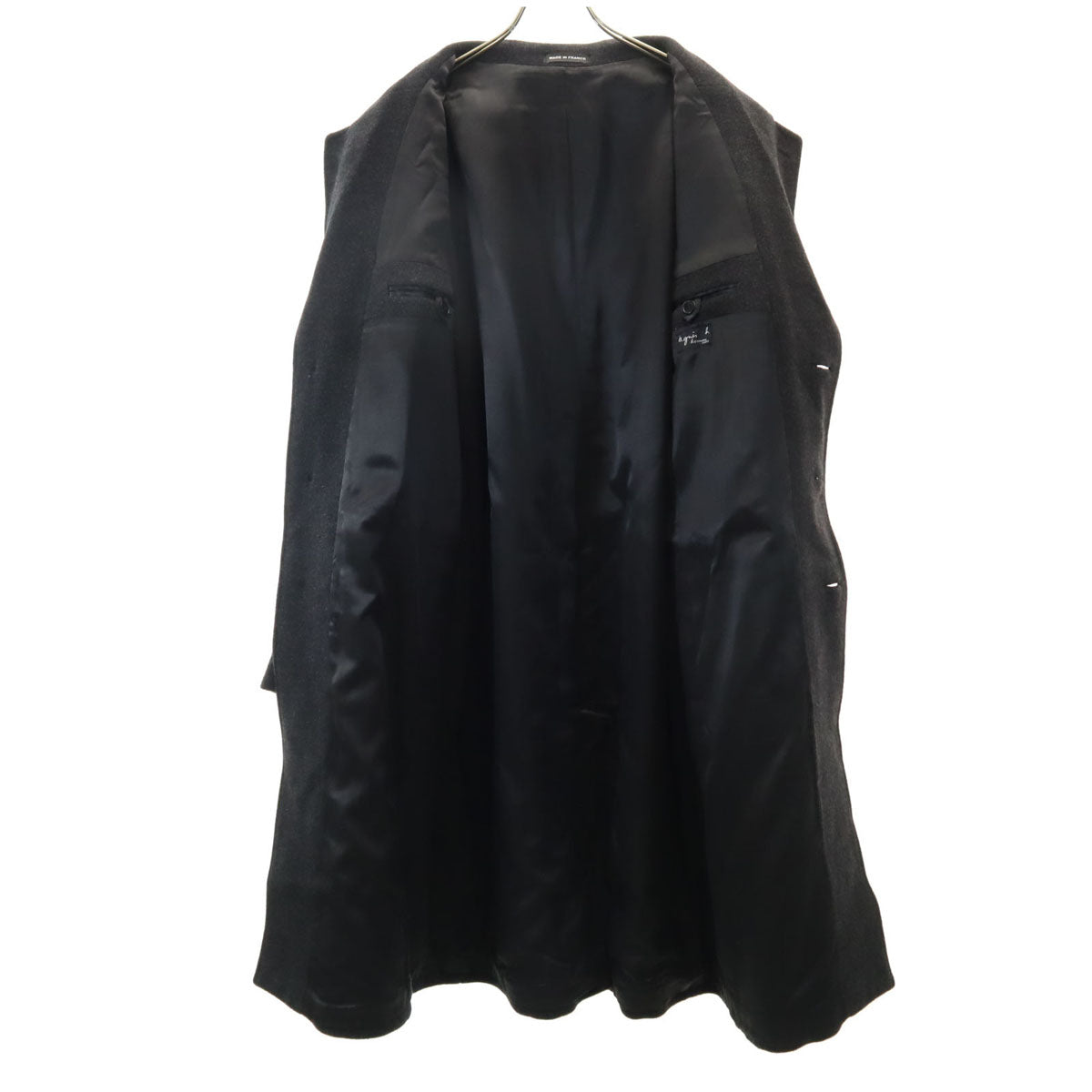 agnes b. homme アニエスベーオム フランス製 メルトン チェスターコート 3 チャコールグレー メンズ