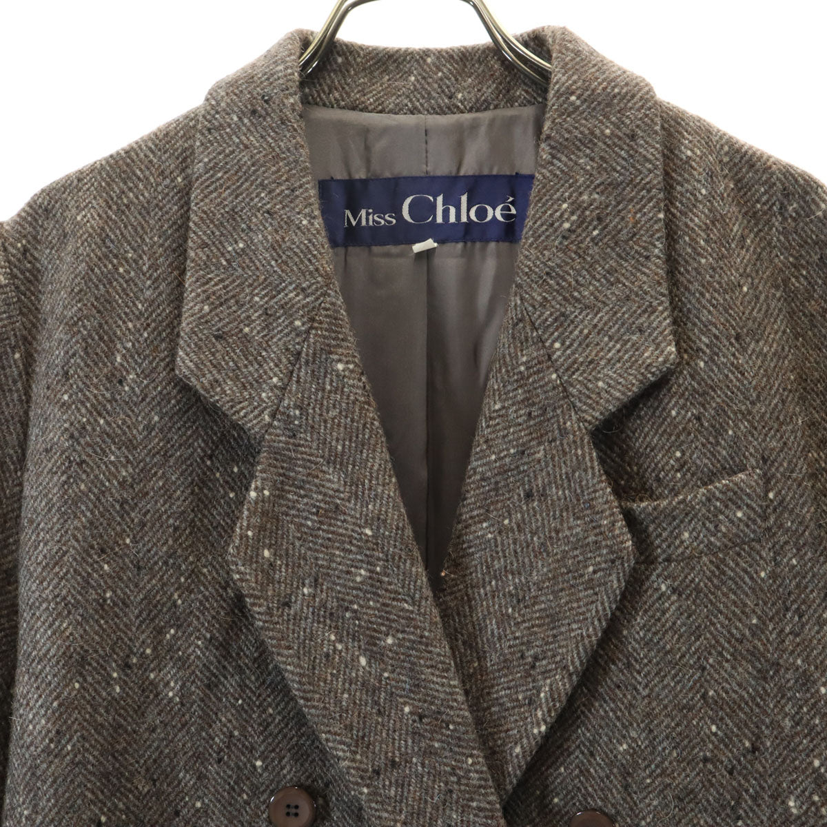 miss chloe ミスクロエ 日本製 アルパカブレンド ツイード アルスター コート 40 ブラウン ネップ レディース