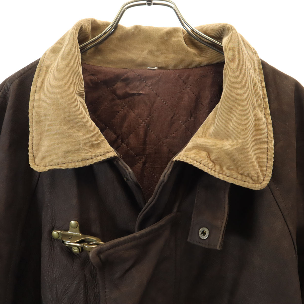 80s 90s オールド ファイヤーマン レザーコート 54 ブラウン 裏キルティング メンズ