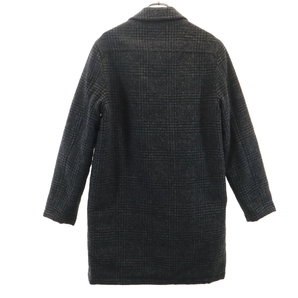 PS Paul Smith ピーエスポールスミス チェック柄 ステンカラーコート S チャコールグレー 中綿 メンズ