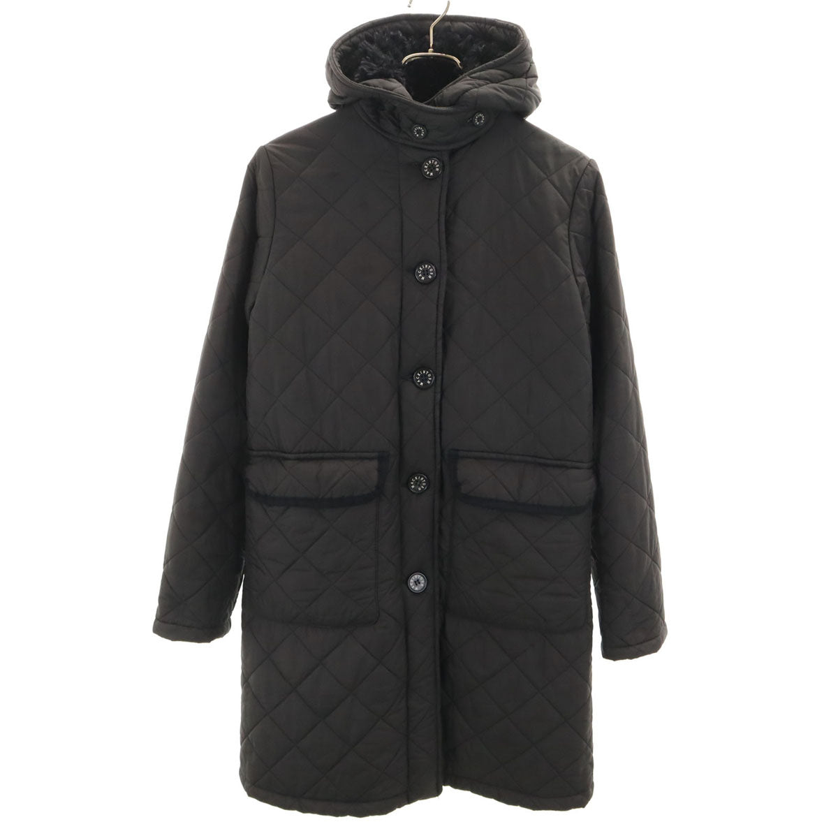 MACKINTOSH SCOTLAND マッキントッシュスコットランド USA製 キルティングコート 36 ブラック 裏ボア レディース