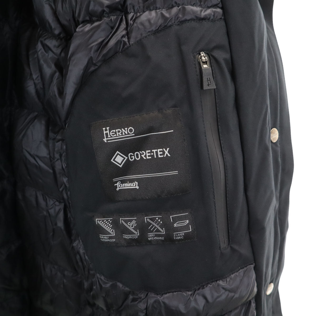 Herno ヘルノ ダウンコート 42 ブラック Laminar GORE-TEX レディース