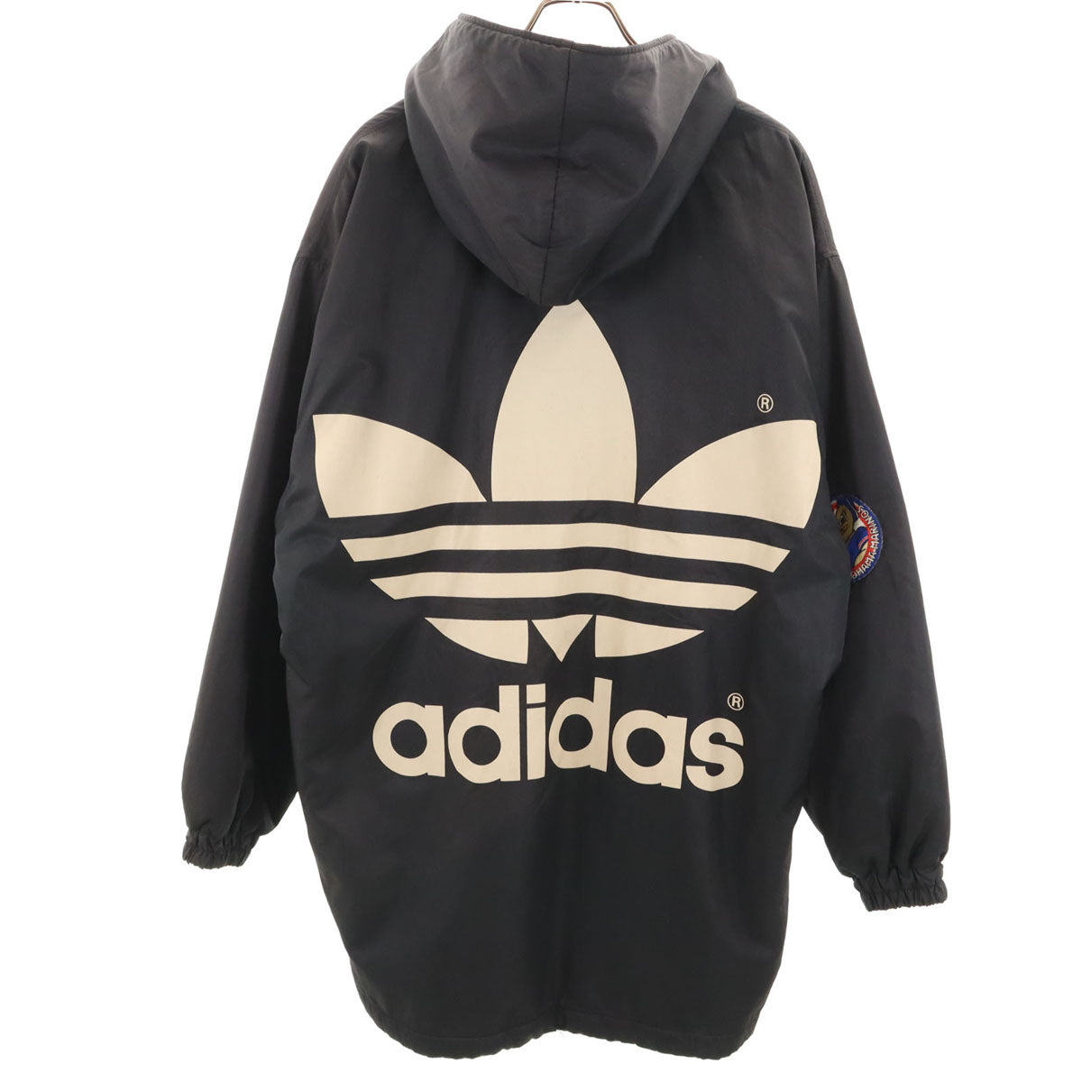 adidas アディダス 80s デサント製 ヴィンテージ トレフォイルロゴ ベンチコート L ブラック メンズ