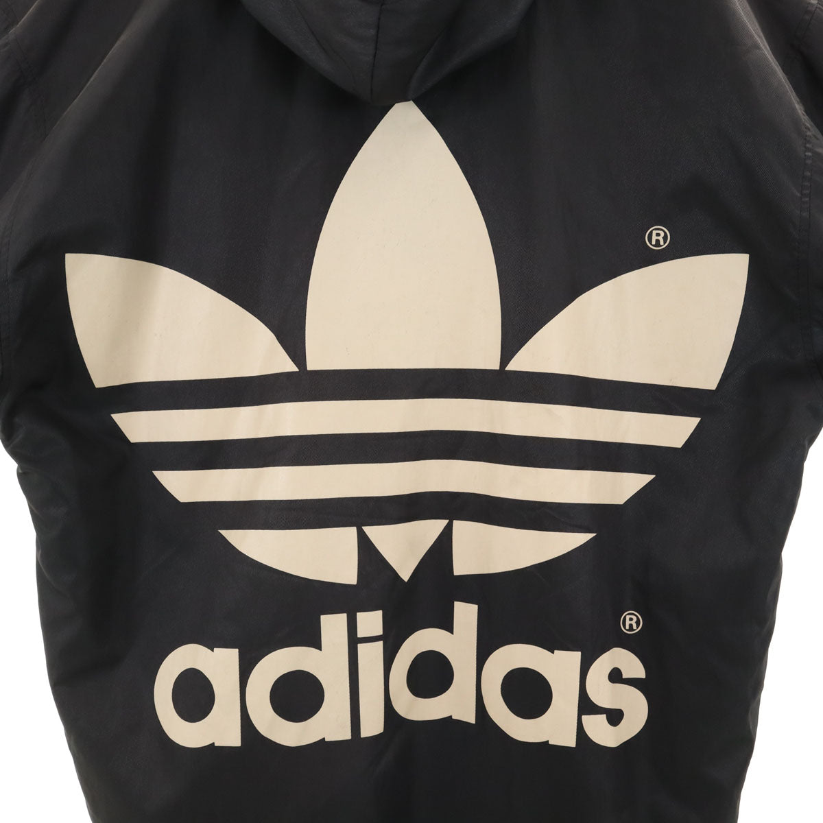 adidas アディダス 80s デサント製 ヴィンテージ トレフォイルロゴ ベンチコート L ブラック メンズ