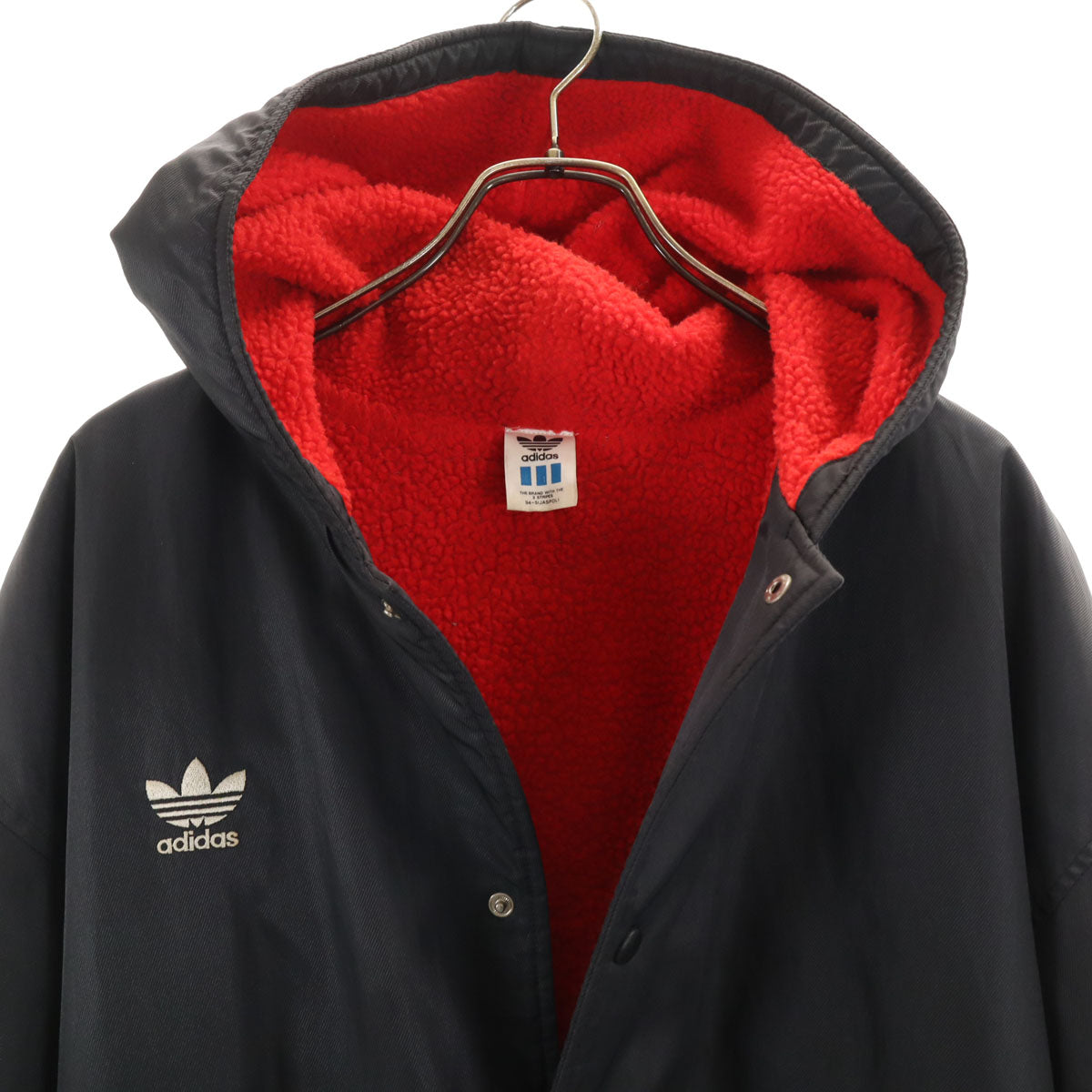 adidas アディダス 80s デサント製 ヴィンテージ トレフォイルロゴ ベンチコート L ブラック メンズ