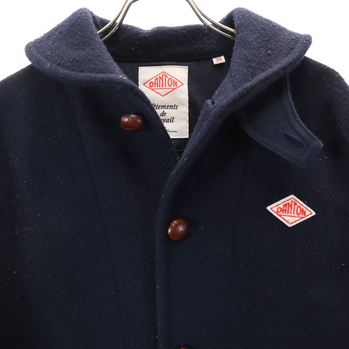 Danton ダントン 日本製 ウールモッサ コート 38 ネイビー レディース